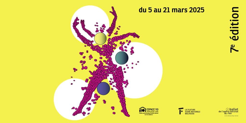 Affiche de la 7ème édition de la Quinzaine de la Danse du 5 au 21 mars 2025 à Mulhouse