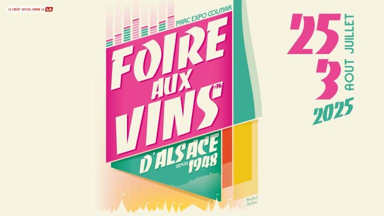 Affiche Foire au Vins 2025 d'Alsace du 25 juillet au 3 août