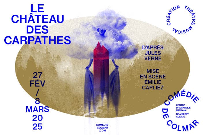 Affiche spectacle Le Château des Carpathes à la Comédie de Colmar du 27 février au 8 mars 2025