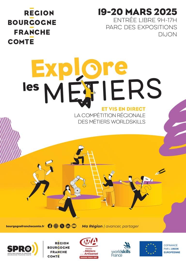 Affiche exposition explore les métier les 19 et 20 mars 2025 à Dijon